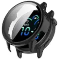 Mtp Products Garmin Vivoactive 6 Plastikcover med Skærmbeskyttelse Hærdet Glas - Sort
