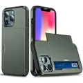 Mtp Products iPhone 13 Pro Max Hybrid Cover med Glidende Kortslot - Army Grøn
