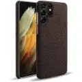 Mtp Products KSQ Stofbelagt Samsung Galaxy S22 Ultra 5G Plastikcover - Brun