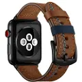 Mtp Products Apple Watch Series Ultra 3/2/Ultra/11/10/9/8/SE 3/(2022)/7/SE/6/5/4/3/2/1 Stitched Læderrem - 49mm/45mm/44mm/42mm - Brun