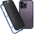 Mtp Products iPhone 15 Pro Magnetisk Cover med Privatlivssikret Hærdet Glas - Blå