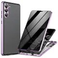 Mtp Products Samsung Galaxy S24 Magnetisk Cover med Hærdet Glas - Privatliv - Lyselilla