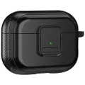 Mtp Products Apple AirPods Pro 2 magnetisk opladende øretelefon TPU-etui med spænde og karabinhage - sort