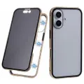 Mtp Products iPhone 16 Plus Magnetisk Cover med Hærdet Glas - Privatliv - Guld