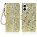 Mtp Products iPhone 16 Stilfuldt glitterpungetui - guld