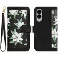 Mtp Products Samsung Galaxy S25 Edge Blomstret pung etui med kortholdere - Sort
