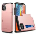 Mtp Products iPhone 12/12 Pro Hybrid Cover med Glidende Kortslot - Rødguld