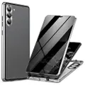 Mtp Products Samsung Galaxy S24 Magnetisk Cover med Hærdet Glas - Privatliv - Sølv