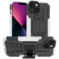 Mtp Products Skridsikkert iPhone 14 Plus Hybrid Cover med Stativ - Hvid / Sort