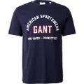 Gant Ganttil mænd. 2003364 T-shirt med tryk mairno (M), Casual, Bomuld, Korte ærmer, Blå