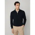 Hackett Londontil mænd. HM7000064 Pullover Rib Hzip navy (XL), Casual, Bomuld, Blå