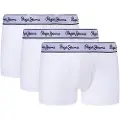 Pepe Jeans Pepe Jeanstil mænd. PMU10975 Pakke 3 hvide boksershorts med logo i hvidt stræk (L), Afslappet, Bomuld
