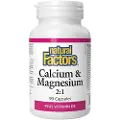 Natural Factors – Calcium & Magnesium 2:1 Plus Vitamin D3 90 kapsler