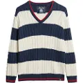 Superdry Superdrytil kvinder. W6110569A Stribet trøje hvid, navy (L/XL), Casual, Bomuld, Blå