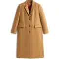 Tommy Hilfiger Tommy Hilfigertil kvinder. WW0WW47445 Lang brun kashmirfrakke i uldblanding med kashmir (38), Casual, Bomuld