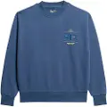 Superdry Superdrytil kvinder. W2012154A Løstsiddende sweatshirt med metallisk logo Luxe blue (M), Blå, Casual, Bomuld, Bæredygtig