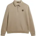 Superdry Superdrytil mænd. M2013776A Sweatshirt med halv lynlås og beige kontrastsyninger (M), Casual, Bomuld