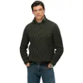 Superdry Superdrytil mænd. M6110697A Jacob Cable grøn trøje (S), Casual, Akryl