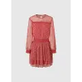 Pepe Jeans Pepe Jeanstil kvinder. PL953440 Bridget kjole rød (S), Casual, Party, Polyester, Lange ærmer