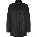 Pepe Jeans Pepe Jeanstil kvinder. PL304729 Alix Coated overshirt sort (M), Casual, Bomuld, Lange ærmer
