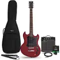 Gear4Music Brooklyn Elektrisk Guitar + 15W Forstærkerpakke Rød
