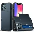 Mtp Products iPhone 13 Pro Hybrid Cover med Glidende Kortslot - Mørkeblå