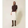 Twinset Twinsettil kvinder. 252TP2191 Midi-nederdel i hvidt scuba-stof (40), Casual, Viscose