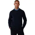 Hackett Londontil mænd. HM7000075 Ensfarvet uldtrøje navy (XXL), Casual, Bomuld, Blå
