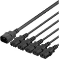 Deltaco Strøm-splitter 1 C14 To 5 C13 10a 1m 1m. C14 Forbinder 5 X C13 Coupler Sort
