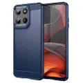 Mtp Products Motorola Moto G15 Børstet TPU Cover - Karbonfiber - Blå