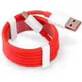 OnePlus USB Type-C kabel - Rød / hvid til opladning / synkronisering - 1m