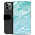 Mtp Products iPhone 11 Pro Premium Flip Cover med Pung - Blå Marmor