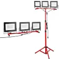 Vevor LED-arbejdslampe med stativ, 15000 lumen, bærbar campinglampe med tre hoveder og individuel kontakt, stativ, 3,3 m netledning, til indendørs udendørs byggepladser, IP65 vandtæt