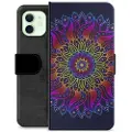 Mtp Products iPhone 12 Premium Flip Cover med Pung - Farverig Mandala