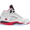 Jordan 5 Retro "Fire Red Black Tongue"-sko til småbørn - hvid