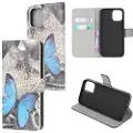 Mtp Products Style Series iPhone 13 Mini Pung Taske - Blå Sommerfugl
