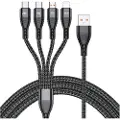 Mtp Products Nylonflettet Universal 4-i-1 USB-kabel - 66W, 2m - Sort