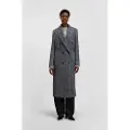Hugo Boss BOSStil kvinder. 50548092 Lang crossover-frakke med gråt maxi-print (32), Casual, Polyester