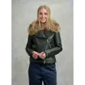 Blauer Blauertil kvinder. 25WBLDL01340 Læderjakke med pels Cherry sort (S), Casual