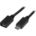 StarTech.com Micro-usb Extension Cable 0.5m. Micro-usb B Micro-usb B Sort