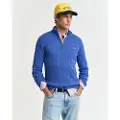Gant Ganttil mænd. 8050603 Cable Half Zip-pullover blå (3XL), Casual, Bomuld, Lange ærmer