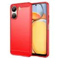 Mtp Products Xiaomi Poco C65/Redmi 13C Børstet TPU Cover - Karbonfiber - Rød