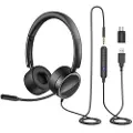 Mtp Products NY BEE H360 Telefonheadset On Ear 3,5 mm / USB med kablet støjreducerende mikrofon med mikrofon til computer PC Laptop Stereo