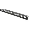 Deltaco Patchpanel 24 porte uden stik kabelstøtte 1U