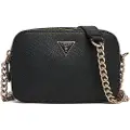 GUESS Guesstil kvinder. HWZG9672140 Mini skuldertaske Noelle saffiano sort (OSFA), Casual, Party, Polyuretan