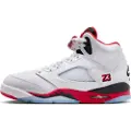 Jordan Air Jordan 5 Retro "Fire Red Black Tongue"-sko til store børn - hvid