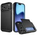 Mtp Products iPhone 17 Pro Max Hybrid Cover med Glidende Kortslot - Sort
