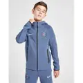 Nike Paris Saint-Germain Tech Nike-fodboldhættetrøje i fleece med fuld lynlås til større børn (drenge) - blå