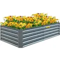 Vevor Galvaniseret Højbed, Metal Plantekasse 200 x 100 x 45 cm, Grå Stål Højbed Kit til Plante, Udendørs Plantekasser til Dyrkning af Grøntsager, Blomster, Frugt, Urter og Sukkulenter