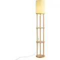 QAZQA Moderne gulvlampe træ med beige skærm - Stojon